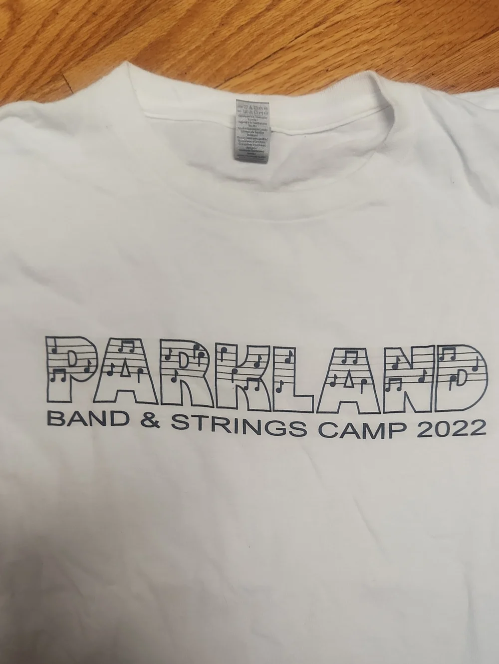 Parkland Band & Strings Camp 2022 White Kids T-Shirt, L, EUC